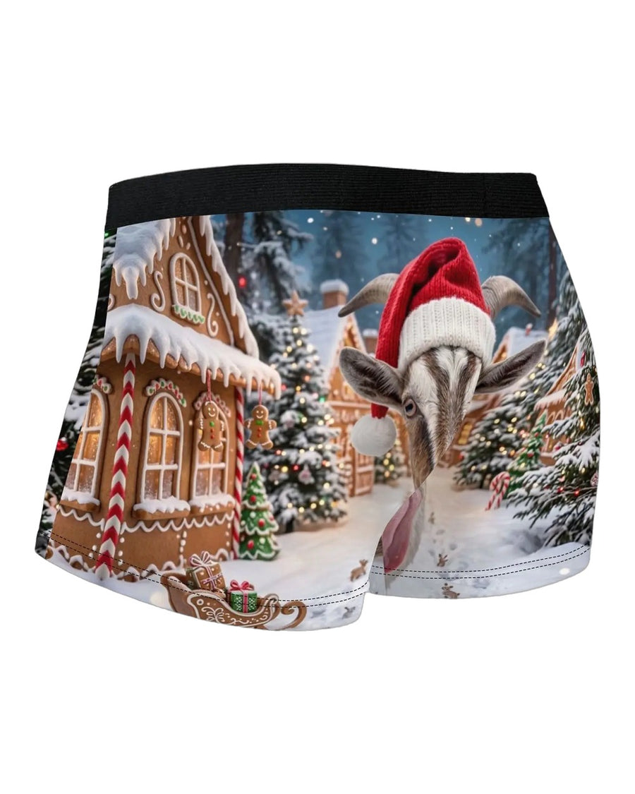 Lustige Herren Weihnachts-Boxershorts mit Ziege – Seitenansicht