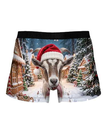 Men's Funny Christmas Boxer Briefs with Goat – retro
