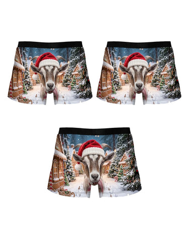 Men's Funny Christmas Boxer Briefs with Goat – confezione da 3