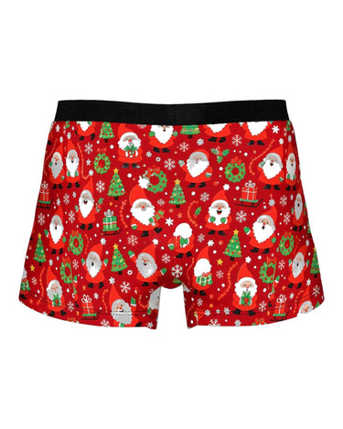 Røde juleboxershorts til mænd med julemand – bagside