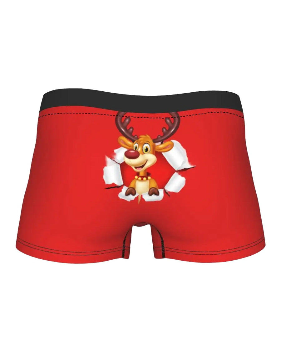 Men's Red Christmas Boxer Briefs with Reindeer – retro
