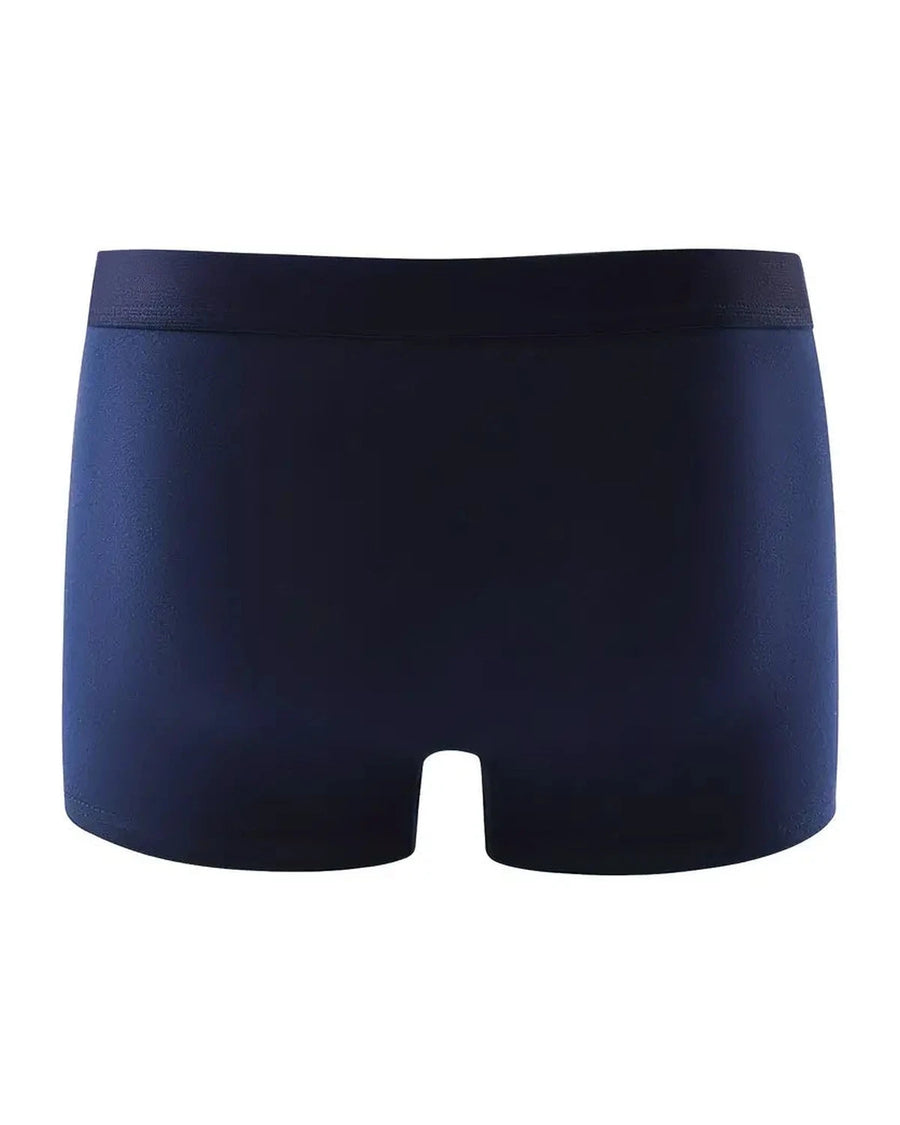 Gladde effen boxershorts heren – marineblauwe boxer, voorkant