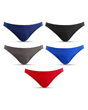 Lavtsittende slips for menn i modal – pakke med 5 stk., 1x marineblå + 1x svart + 1x koksgrå + 1x kongeblå + 1x rød