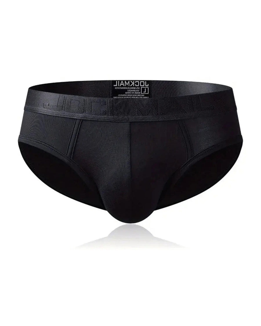 Slip homme taille basse à ceinture satinée – slip taille basse noir, devant