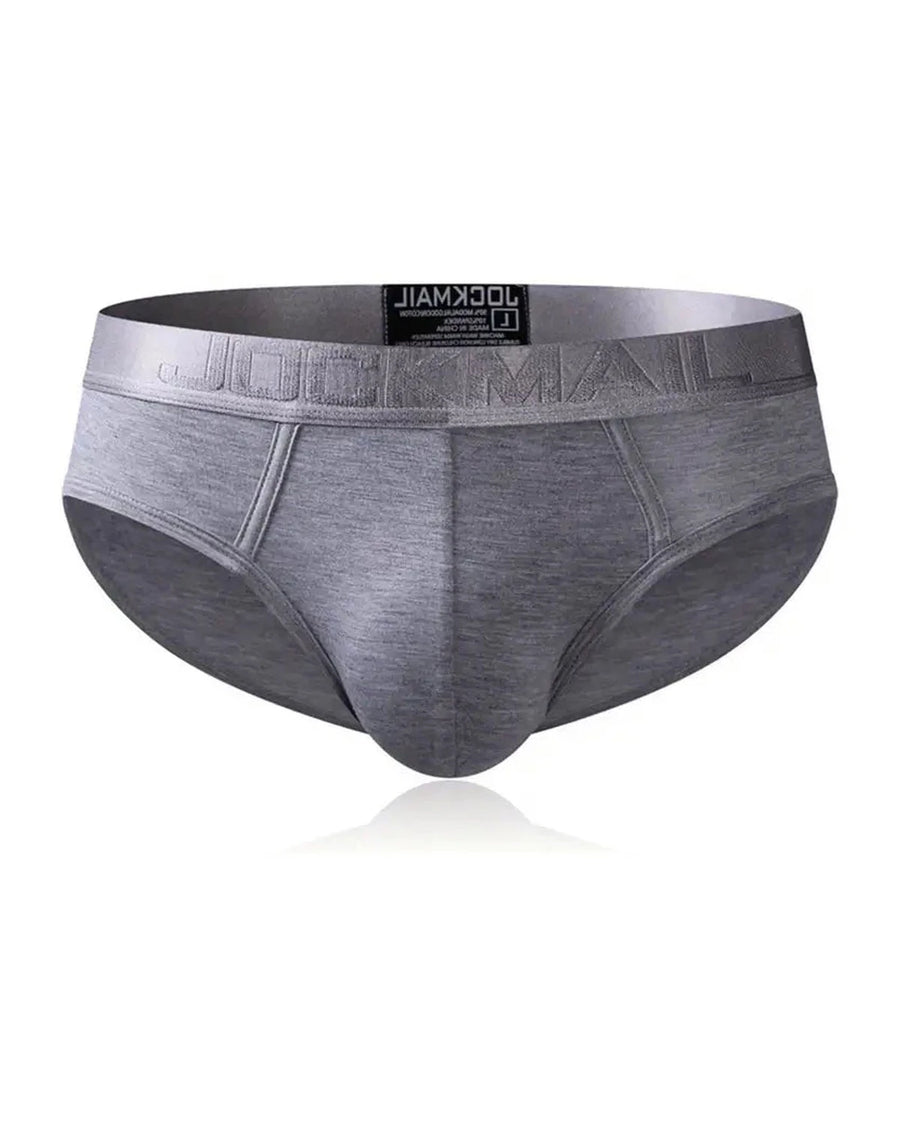 Slip homme taille basse à ceinture satinée – slip taille basse gris, devant