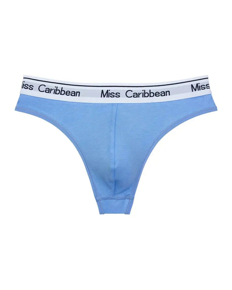 Men's Thongs with White Waistband – light blue thong, front view
