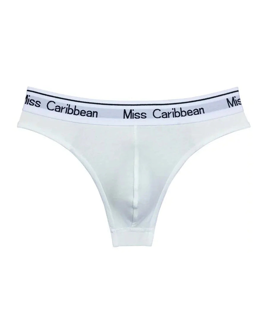 Men's Thongs with White Waistband – white thong, front view