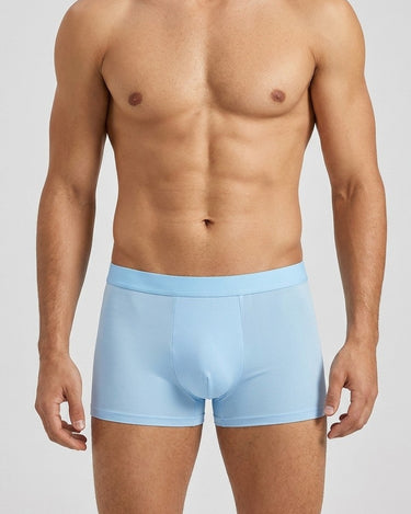 Men's Seamless Solid Colour Silky Microfibre Boxer Briefs – worn, front view