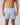 Løse herreboxershorts i bomuld med tern og striber – båret, set forfra