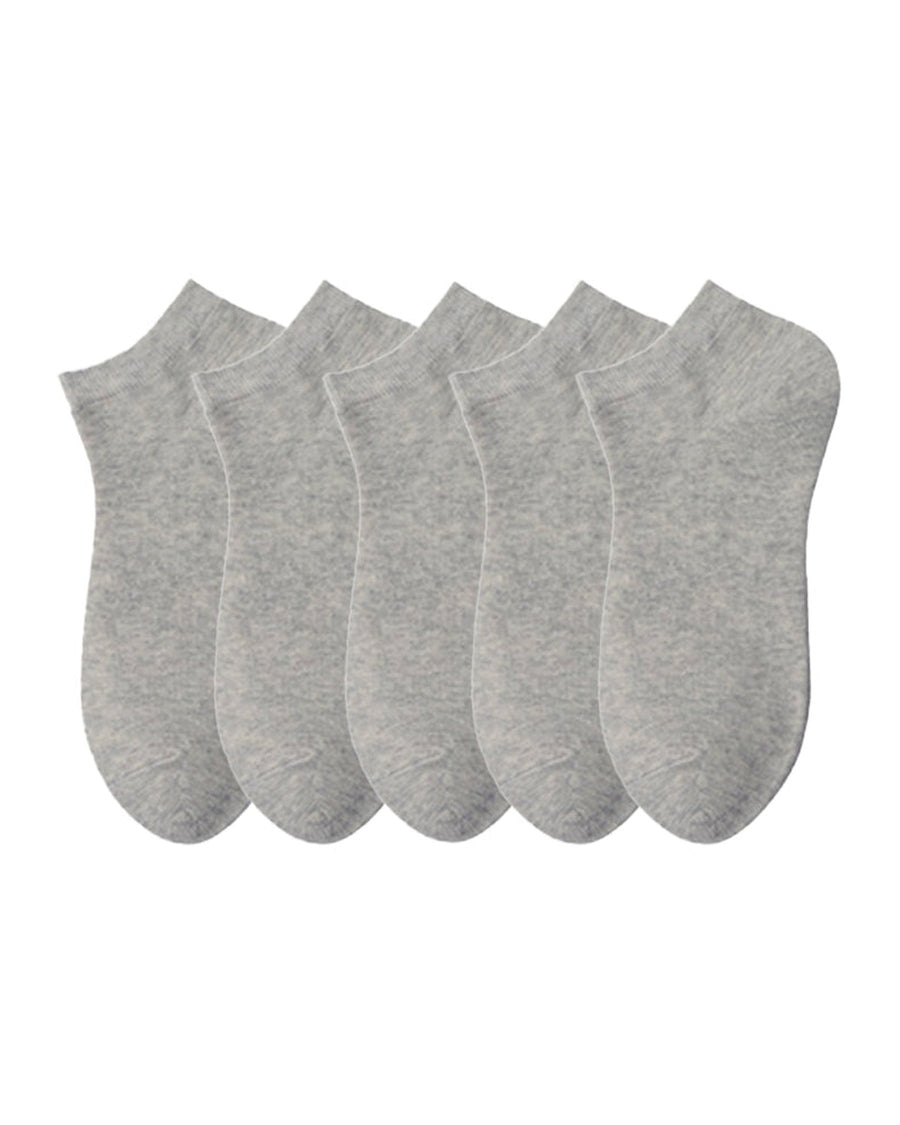 Plain Cotton Ankle Socks – 5 grey pairs