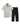 Beige short-sleeved linen shirt with black trousers on a hanger