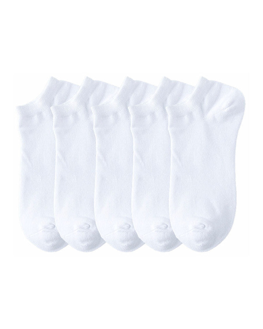 Plain Cotton Ankle Socks – 5 white pairs