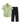 Mint green short-sleeved linen shirt with black trousers on a hanger