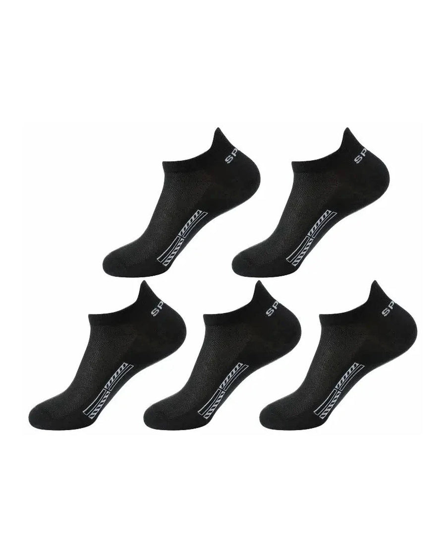 Unisex Cotton-Blend Ankle Socks – 5 black ankle socks