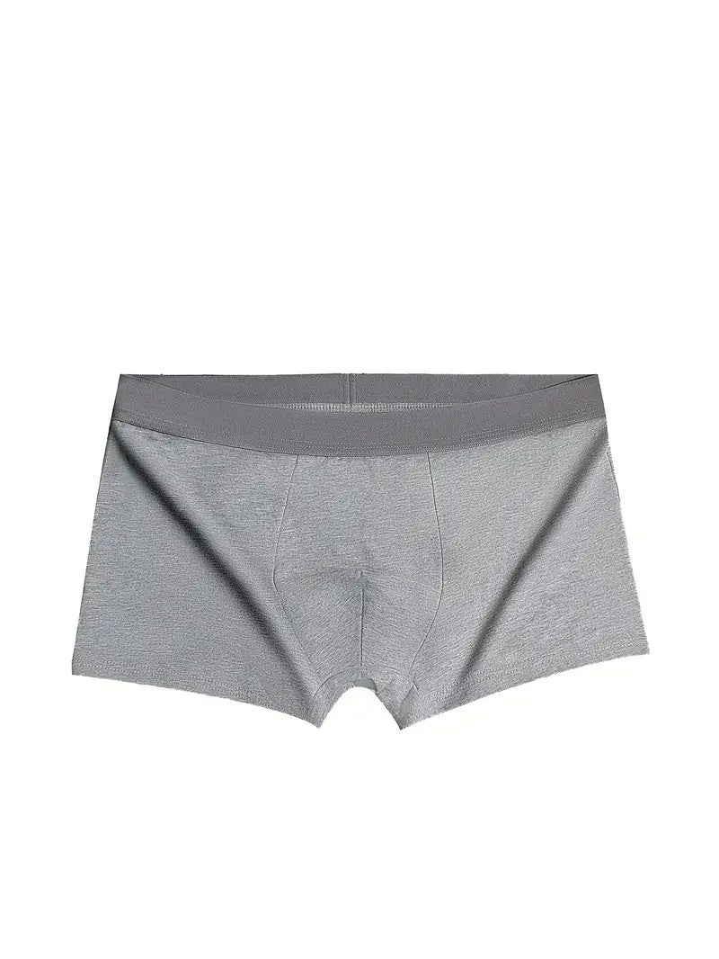 Men's Seamless Stretch Cotton Boxer Briefs – grey boxer, front