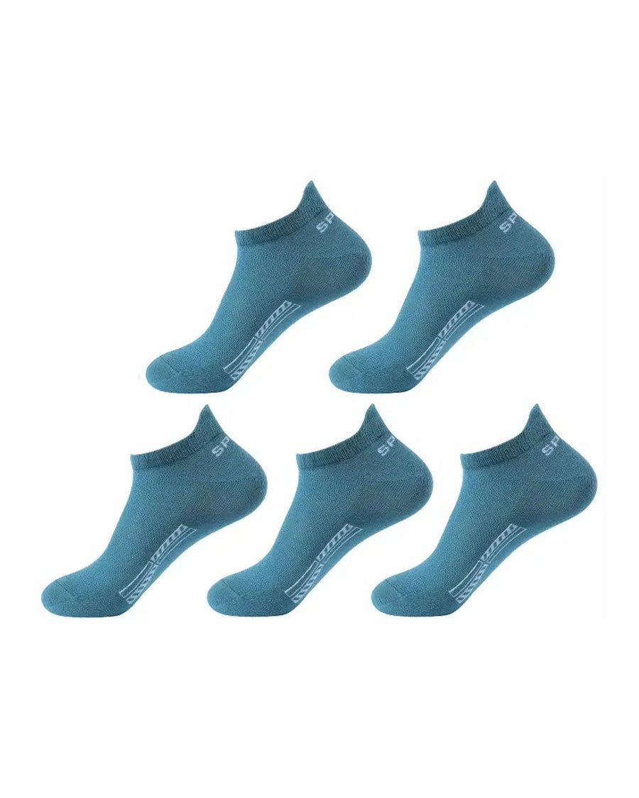 Unisex Cotton-Blend Ankle Socks – 5 teal ankle socks