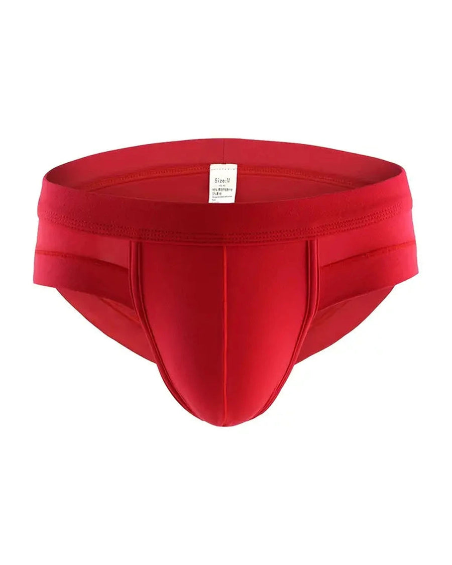 Men's Sports Briefs with U-Pouch – red brief, front