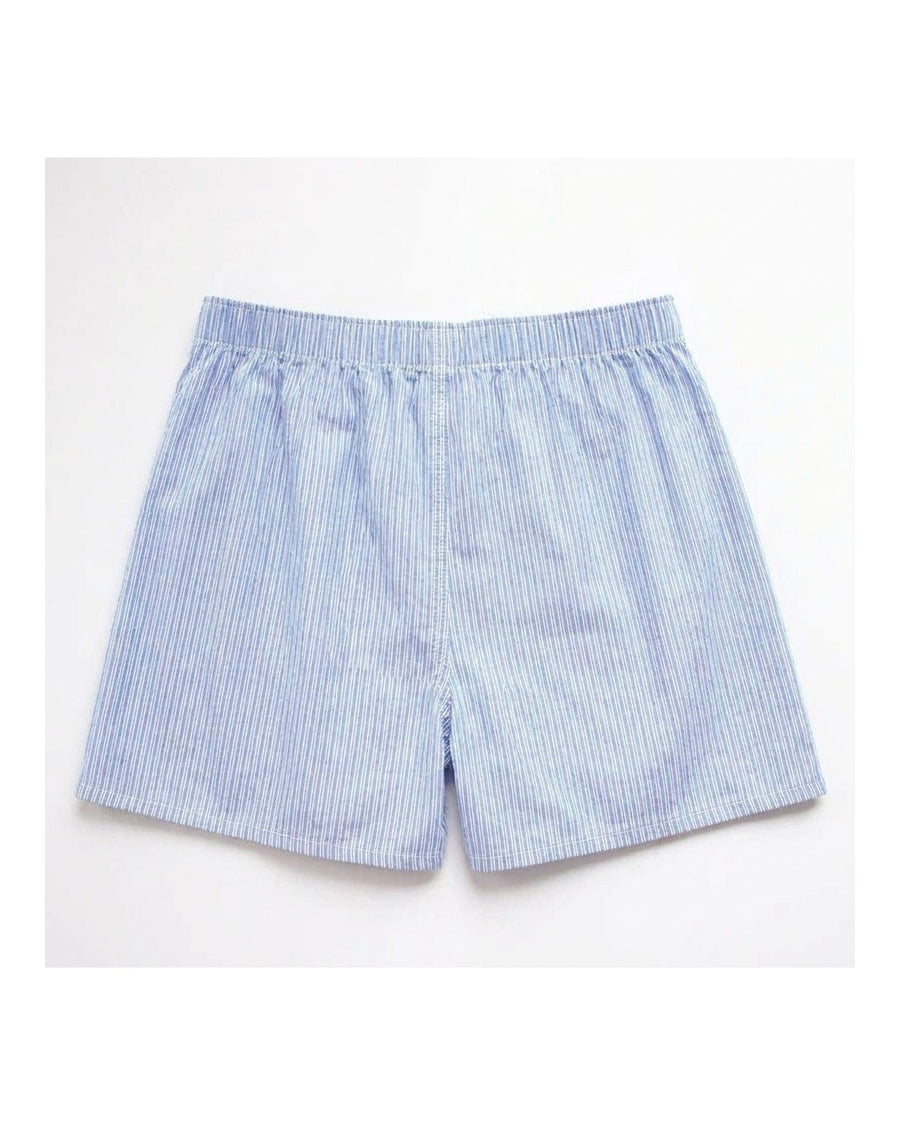 Løse herreboxershorts i bomuld med tern og striber – bagside
