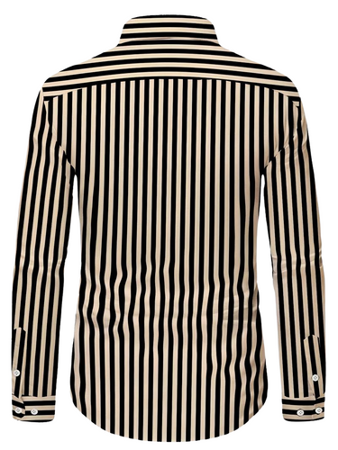 Camicia Casual Uomo - Righe, Poliestere, Tutte le Stagioni