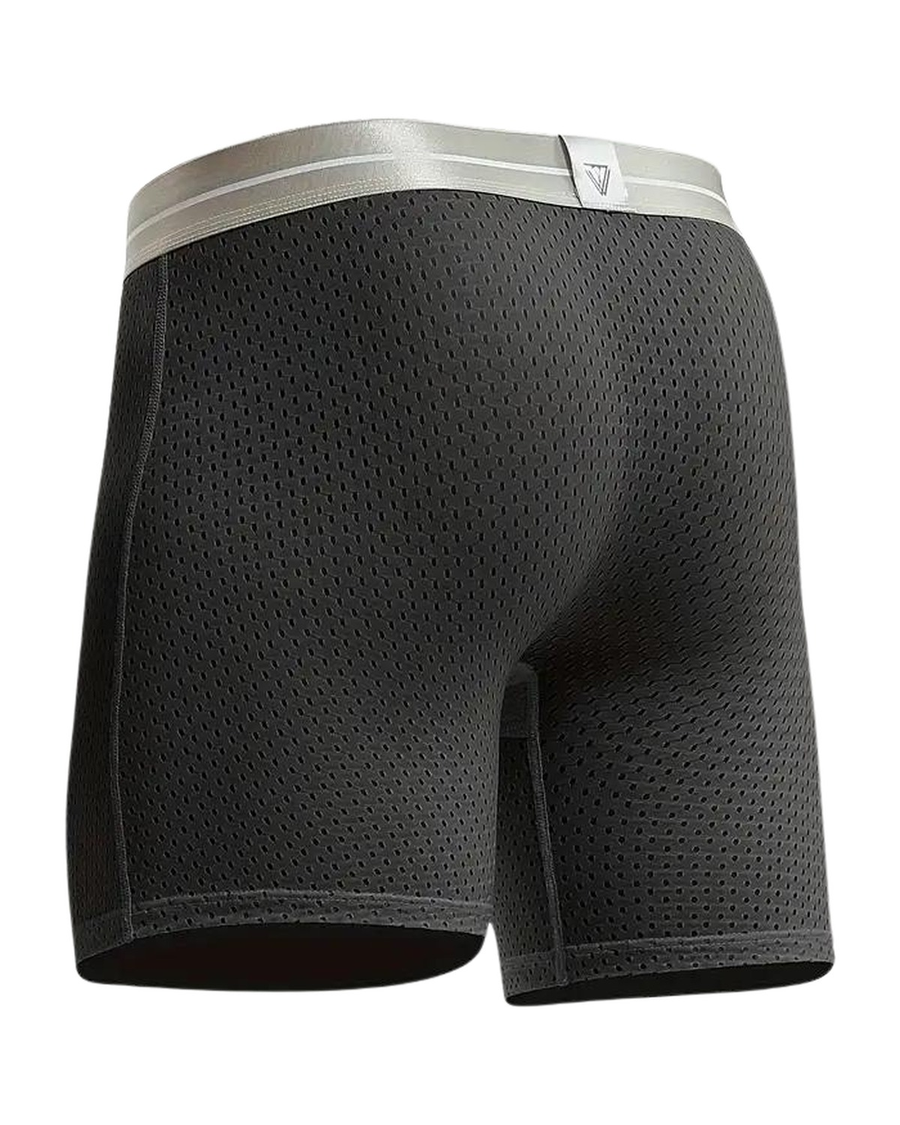 Herren Mesh-Boxershorts mit langem Bein – schwarze lange Mesh-Boxershorts, Rückseite