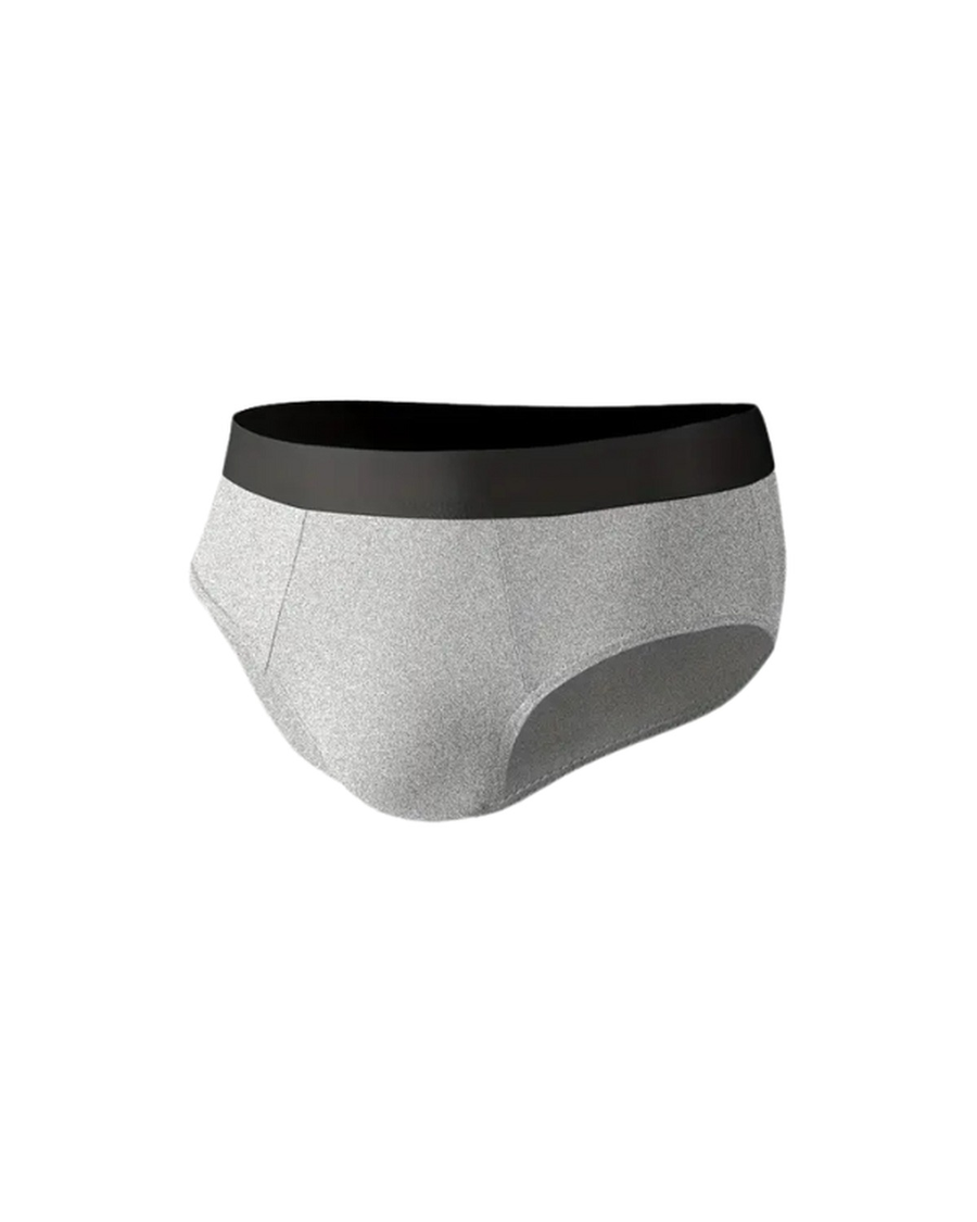 Slipuri bărbați subțiri din microfibră cu efect de mătase – slip gri melanj cu elastic negru, vedere laterală