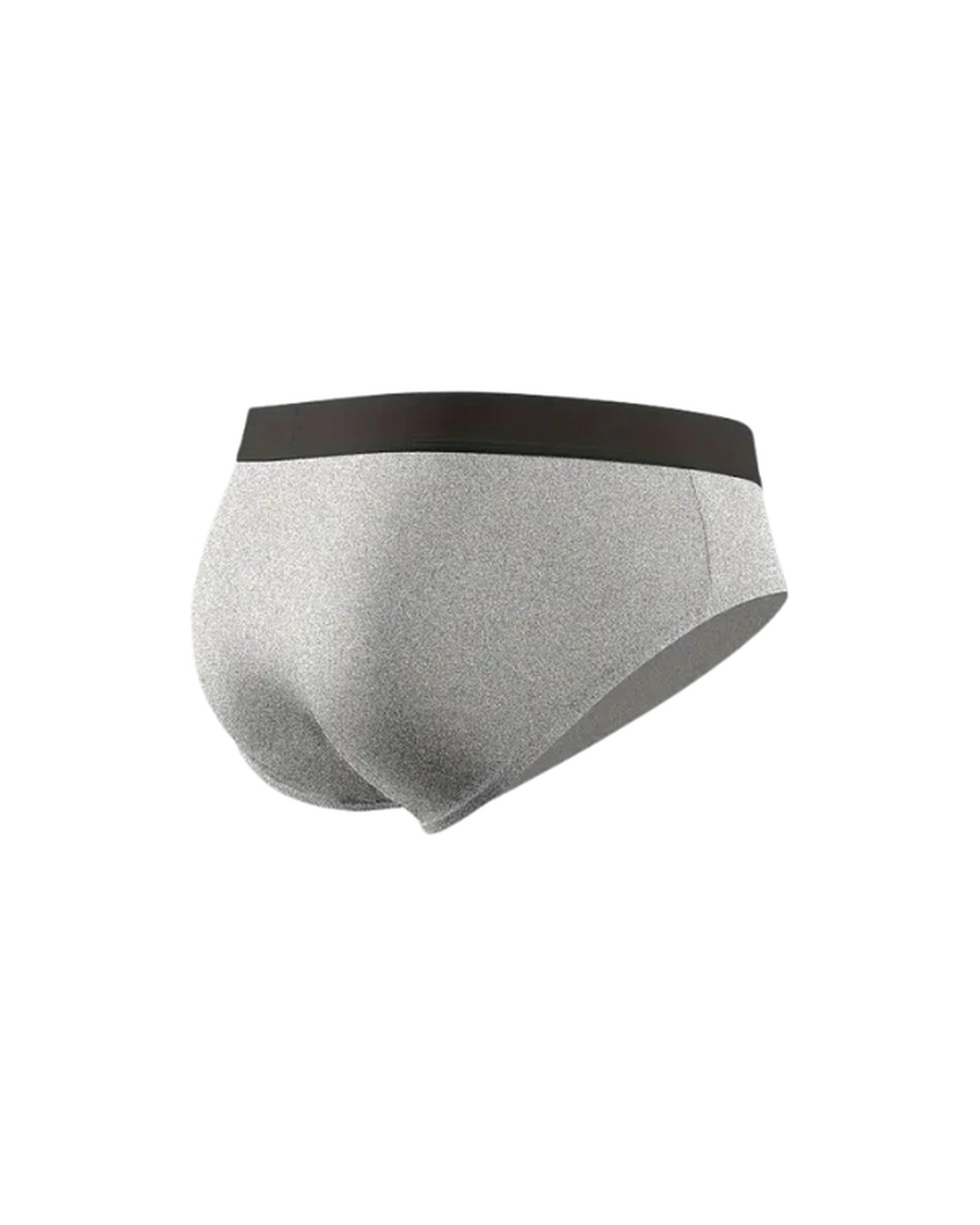 Men's Thin Silk-Feel Microfibre Briefs – grey marl brief, back view