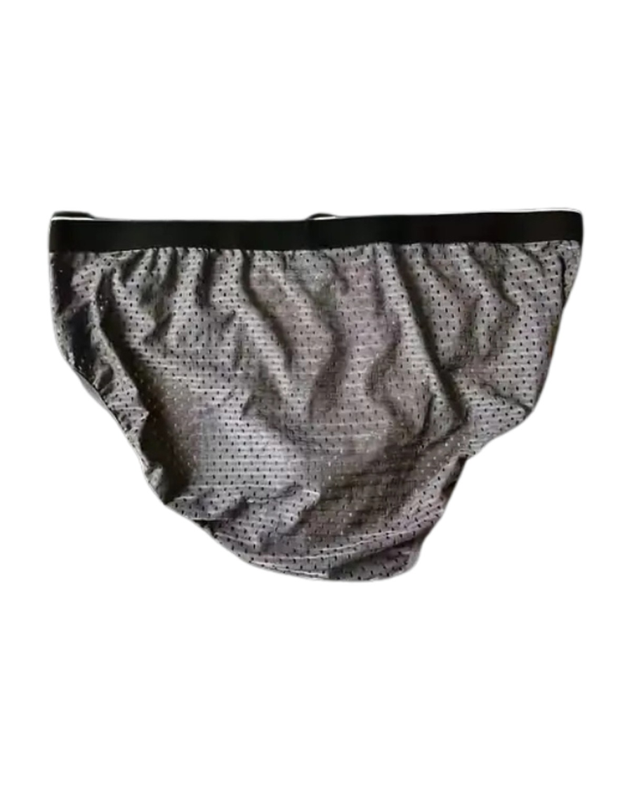 Men's Perforated Silk-Feel Microfibre Briefs – grey brief, back view