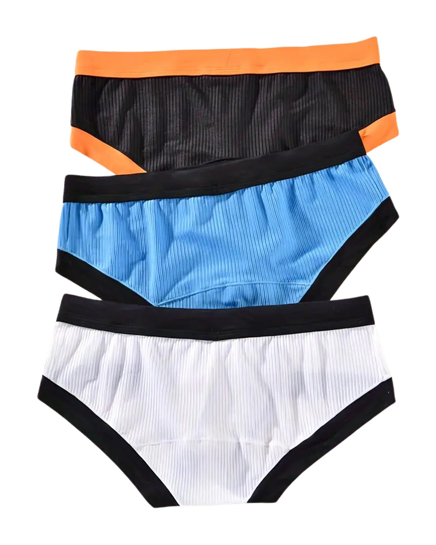 Men's Ribbed Briefs with Contrast Trim – 3 ribbed briefs, back view