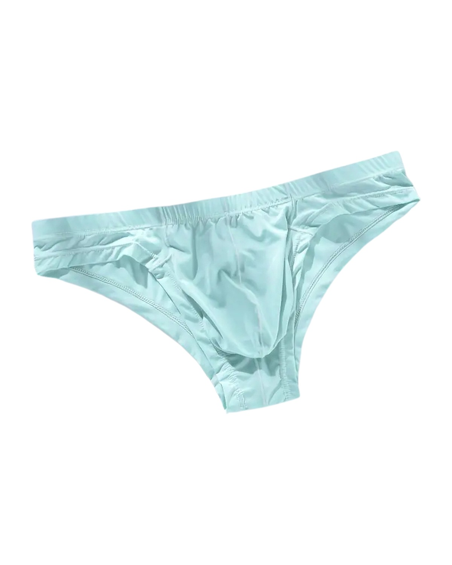 Men's Low-Rise Polyamide Briefs – aqua green low-rise brief, front view