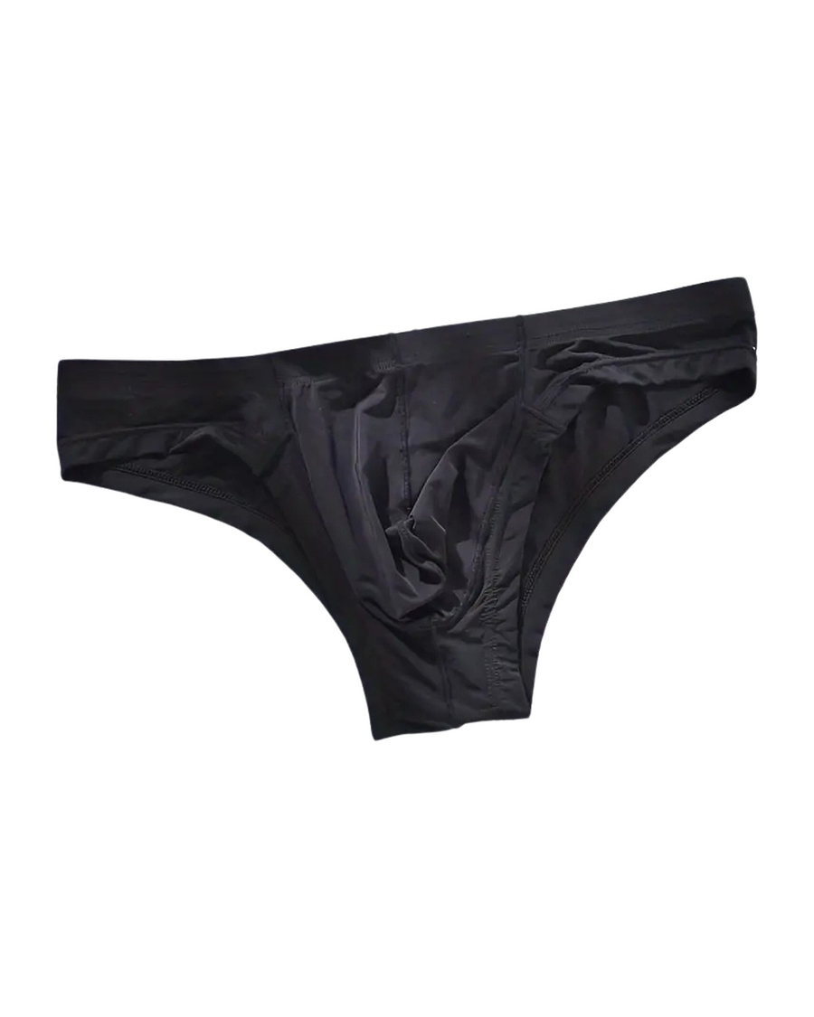 Men's Low-Rise Polyamide Briefs – black low-rise brief, front view