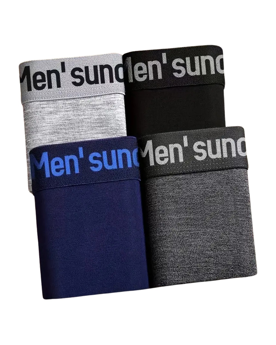 Boxer uomo in cotone con elastico a scritta – combinazione grigio chiaro, nero, blu, grigio scuro