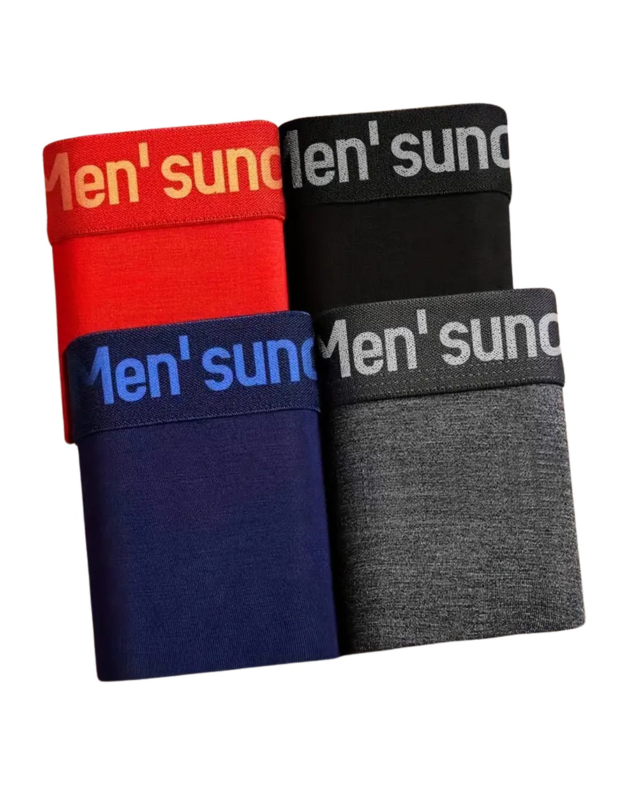 Boxer uomo in cotone con elastico a scritta – combinazione rosso, nero, blu, grigio scuro