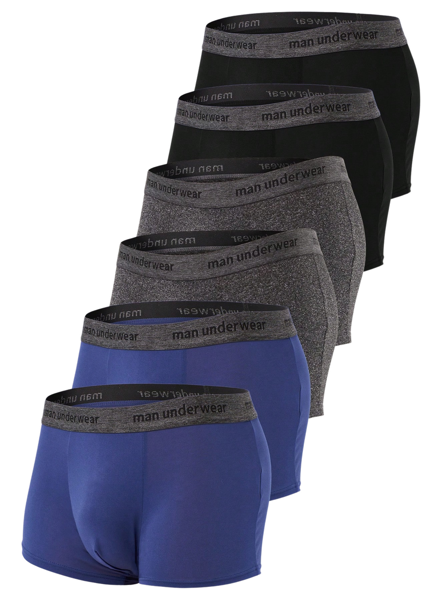 Men's Plain Stretch Boxer Briefs – pack 2 blue + 2 grey + 2 black