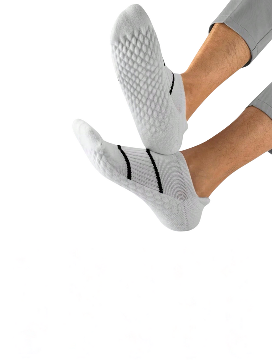 Men's White Sports Ankle Socks – socks worn, textured sole