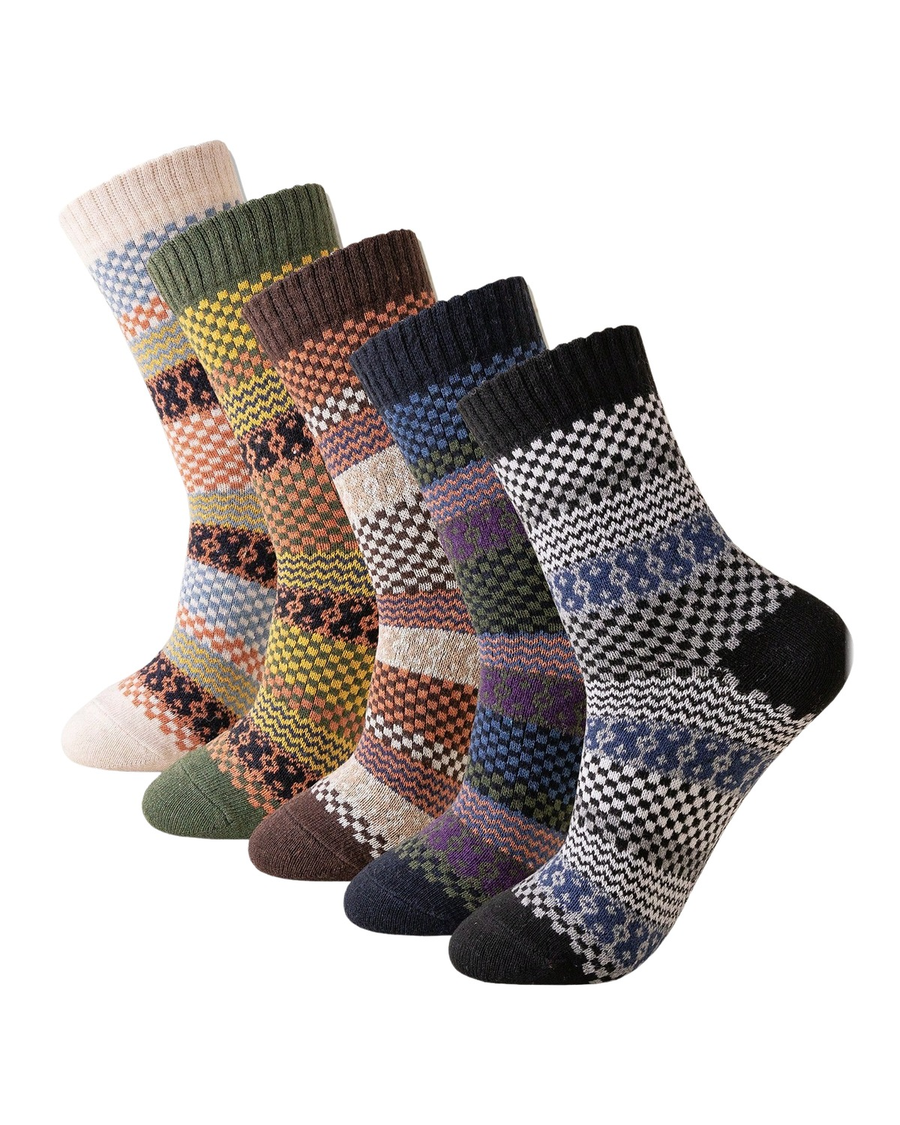 Men's Patterned Wool Blend Socks – the 5 patterned socks, side view