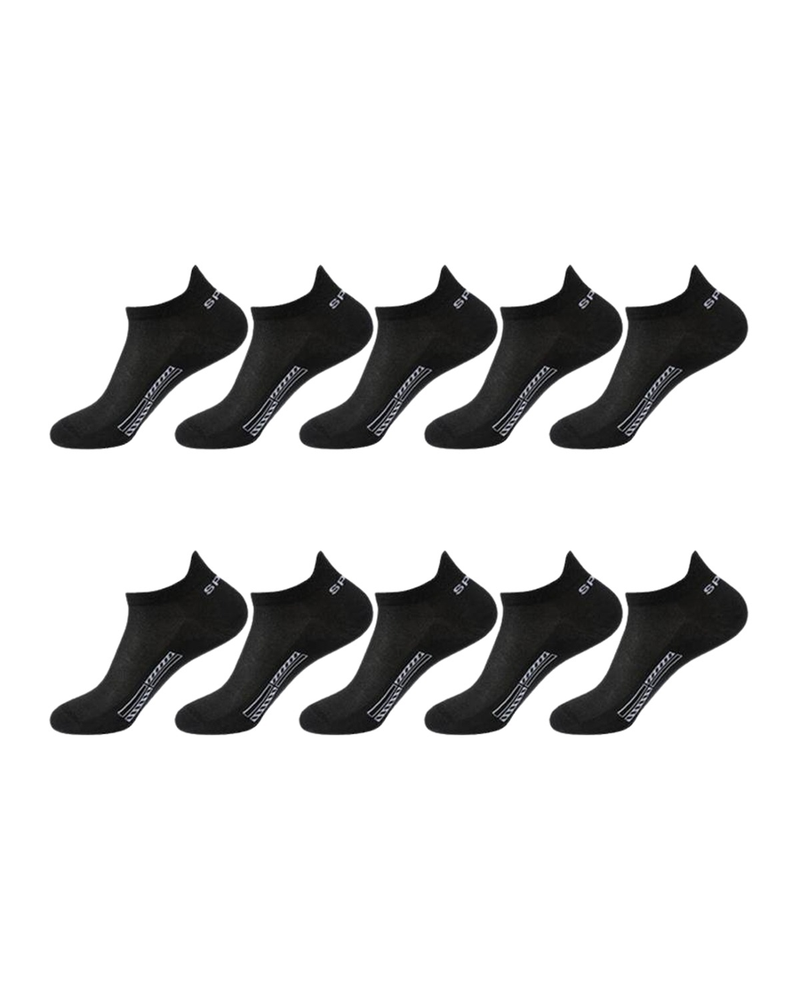Unisex Cotton Ankle Socks – 10 black pairs