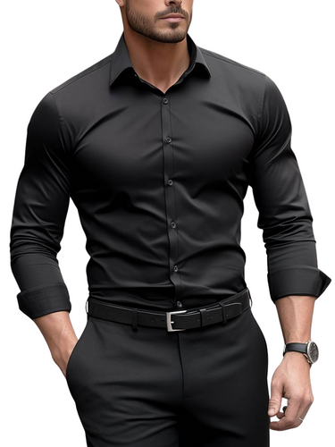Camicia a Tinta Unita Uomo - Maniche Lunghe, Stile Formale