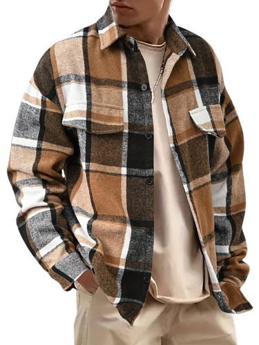 Camicia a Quadri Uomo - Maniche Lunghe, Vestibilità Ampia Autunno/Inverno