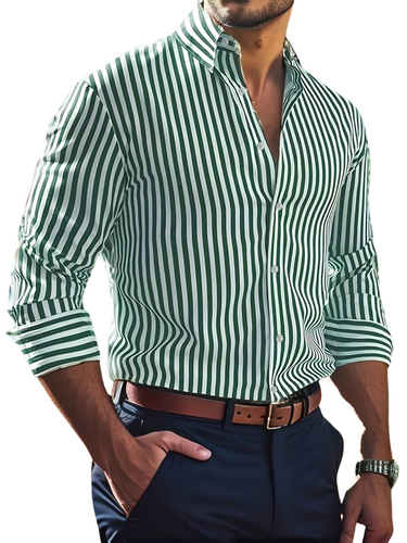 Camicia a Righe Uomo - Maniche Lunghe, Stile Casual