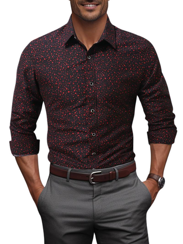 Camicia a Maniche Lunghe Uomo - Stampa Moda, Vestibilità Regolare