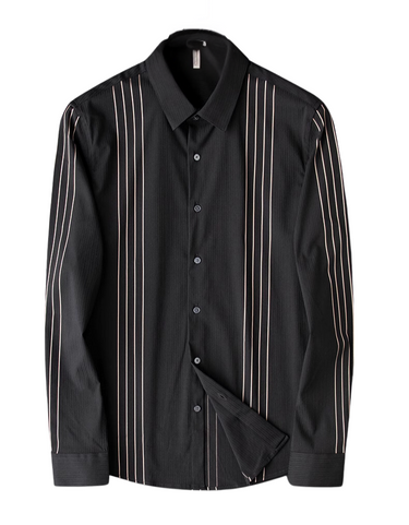 Camicia Bianca a Righe Uomo - Leggera, Maniche Lunghe