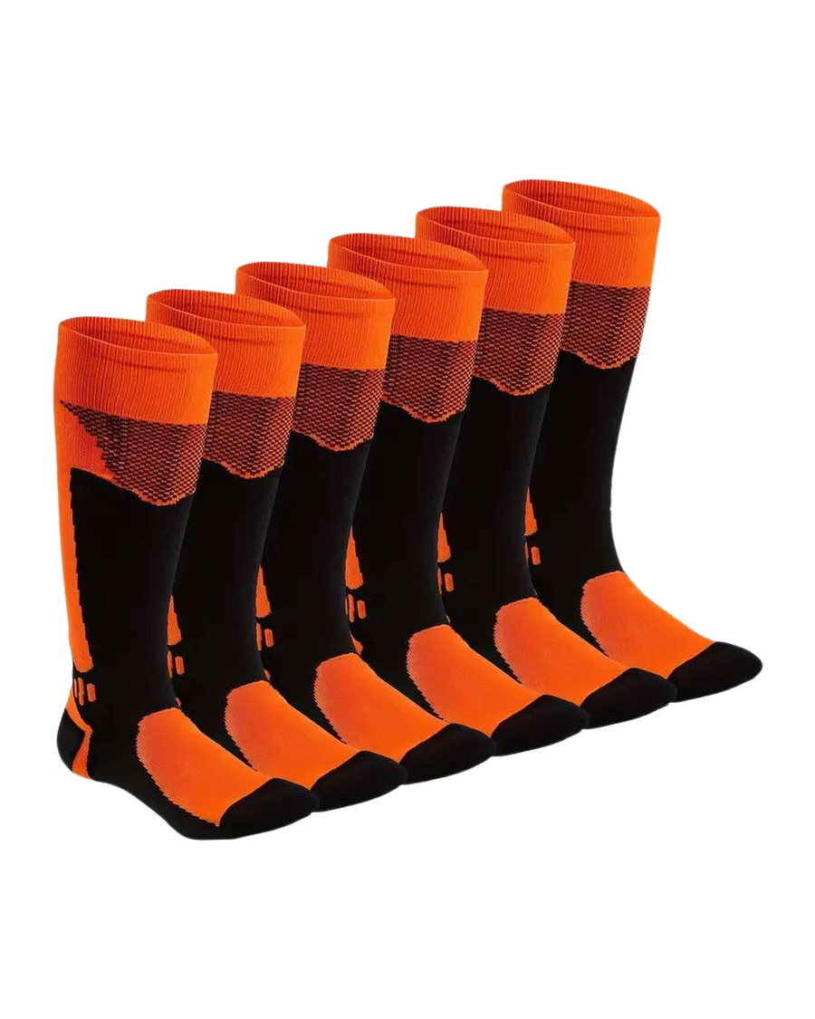 Two-Tone Long Sports Socks – orange and black socks, 3 pairs