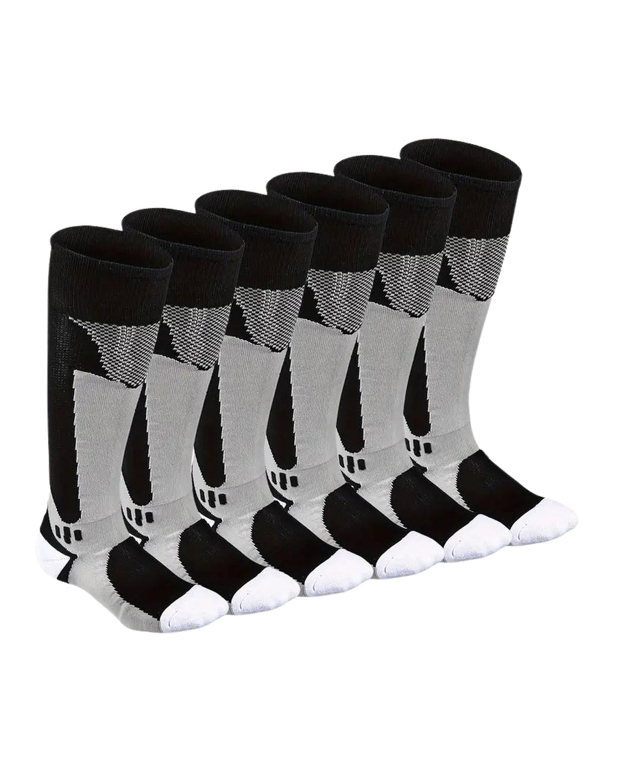 Two-Tone Long Sports Socks – black and grey socks, 3 pairs
