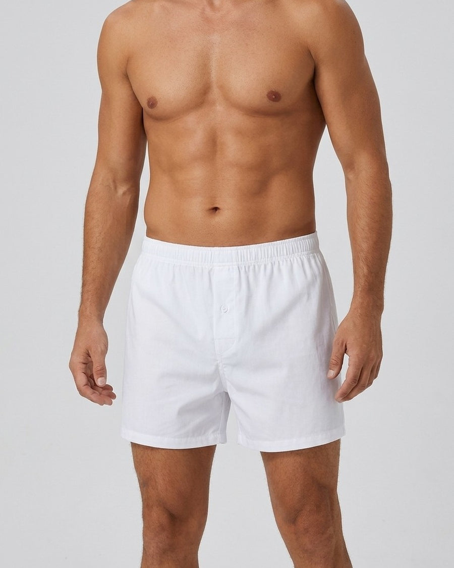 Men's Lounge Cotton Boxer Shorts – worn, front view