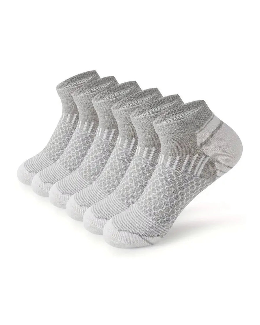 Men's Short Sports Socks with Honeycomb Knit – 6 light grey short socks