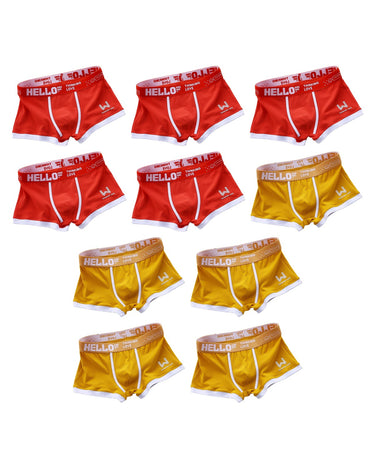Boxer uomo in cotone HELLO – i 10 boxer della confezione: 5 rossi e 5 gialli
