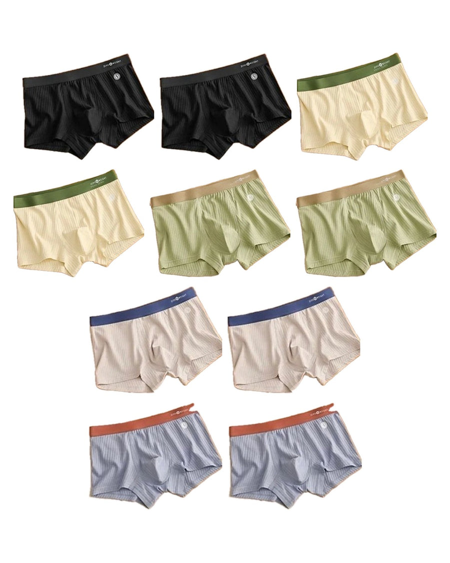 Boxer homme en coton côtelé – les 10 boxers du lot : 2 noirs, 2 jaune clair, 2 vert clair, 2 gris clair et 2 bleu clair