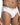 Men's White Low-Rise Stretch Briefs – white brief worn, front view