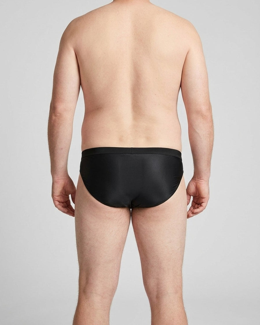 Men's Sheer Silky Microfibre Pouch Briefs – worn, back view