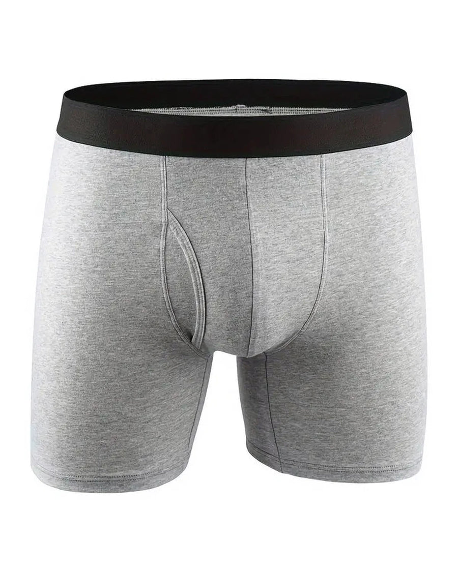 Lange boxershorts heren van katoen en microvezel – lichtgrijze boxer, voorkant